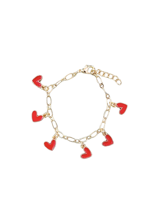 Red Heart Charm Bracelet