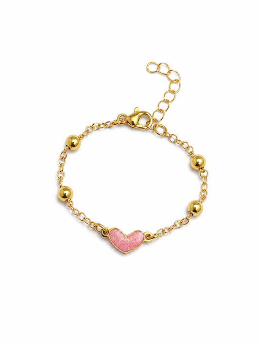 Pink Heart Bead Bracelet
