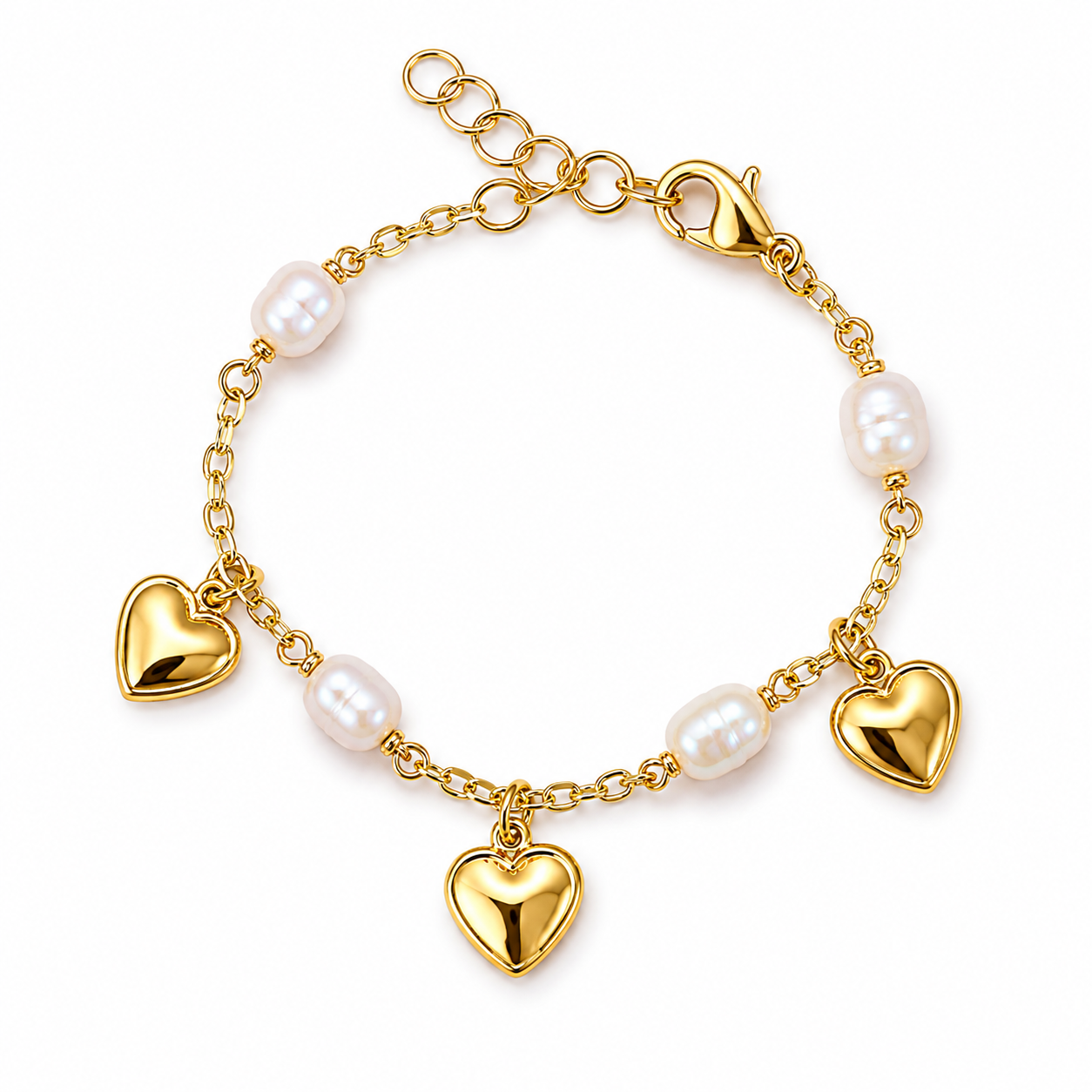 Freshwater Pearl Heart Charm Bracelet