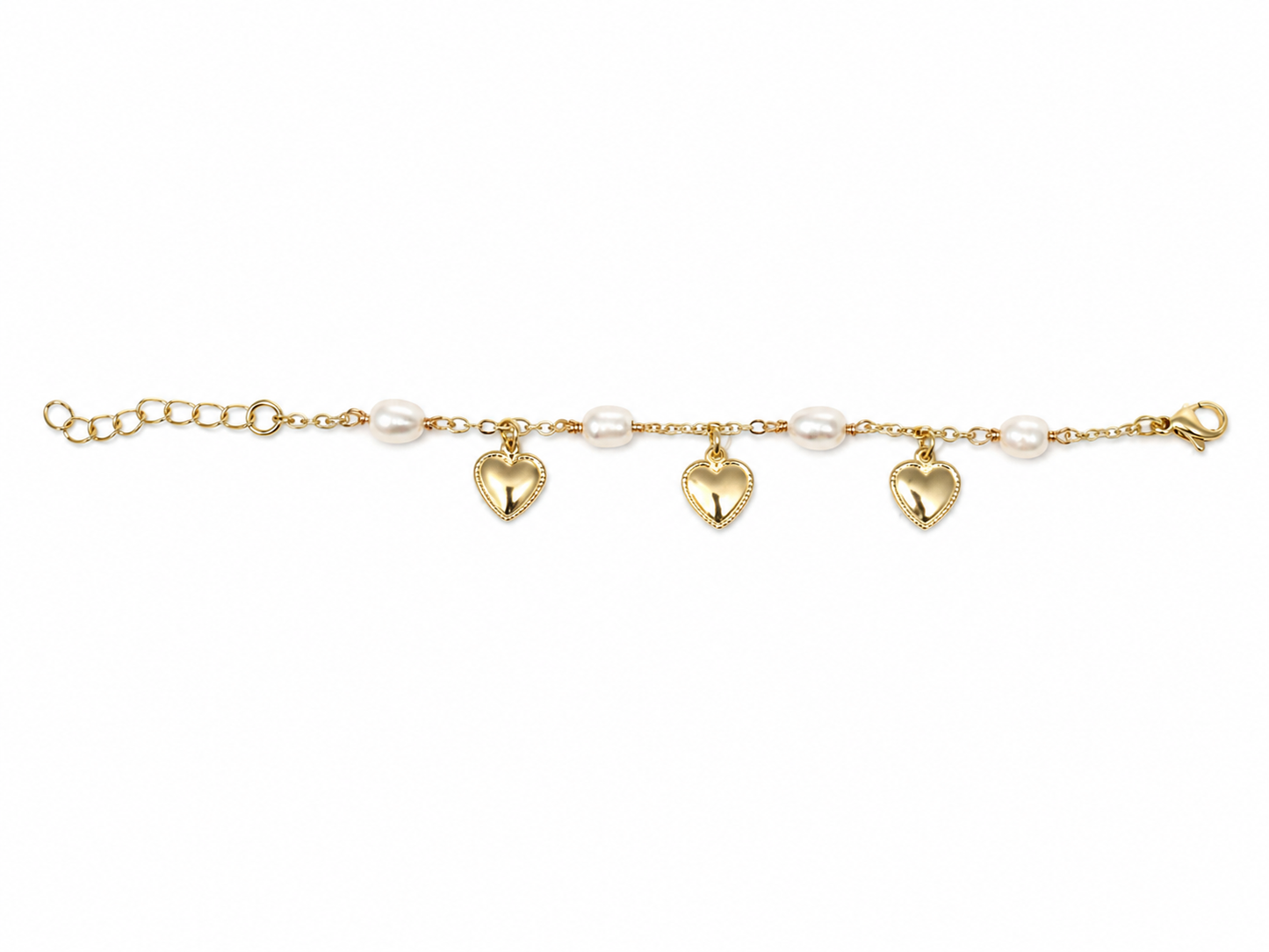 Freshwater Pearl Heart Charm Bracelet